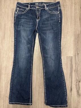 Miss Chic Dark Blue Heavily Embellished Mid Rise Bootcut Jeans 15